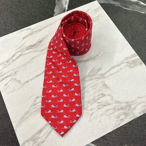 Tommy Hilfiger Red Whale 100% Silk Tie 61”